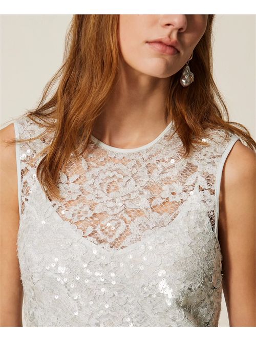 Abito corto in pizzo con paillettes TWINSET | TP2631/13162